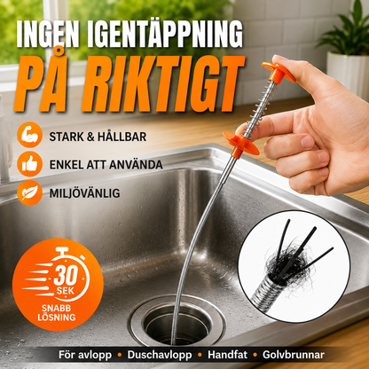 Flexibelt Verktyg för Avloppsrensning - Över 10 000 sålda! Begränsat lager