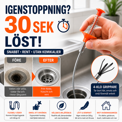 Flexibelt Verktyg för Avloppsrensning - Över 10 000 sålda! Begränsat lager