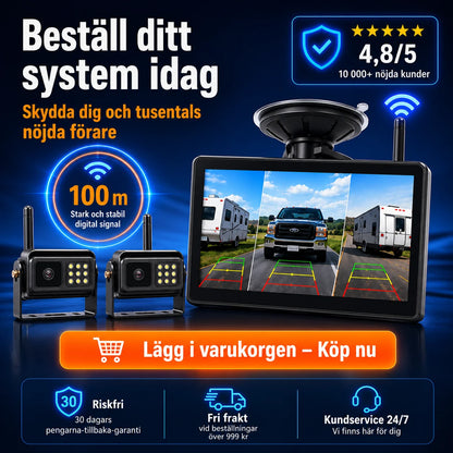 Trådlöst 1080P Multikamerasystem (komplett paket med 4 trådlösa kameror och en central bildskärm) - Över 6500 sålda! Begränsat lager
