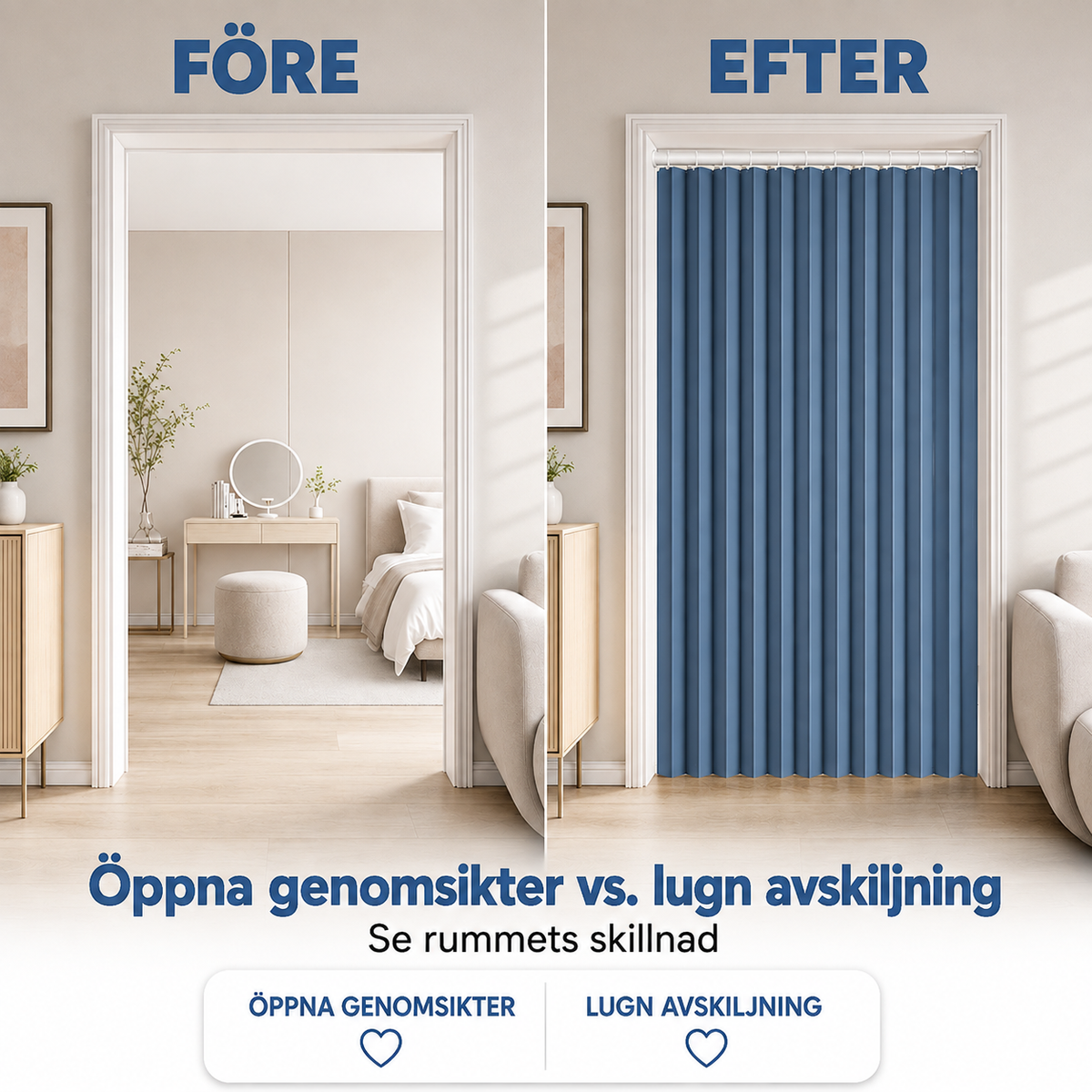 Magnetiskt Vikbart Dörrdraperi – 1+1 GRATIS