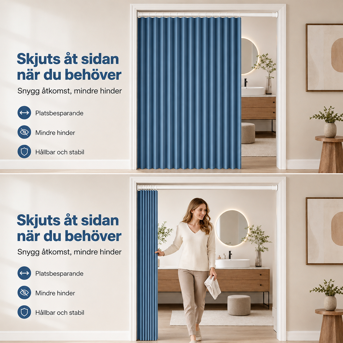 Magnetiskt Vikbart Dörrdraperi – 1+1 GRATIS