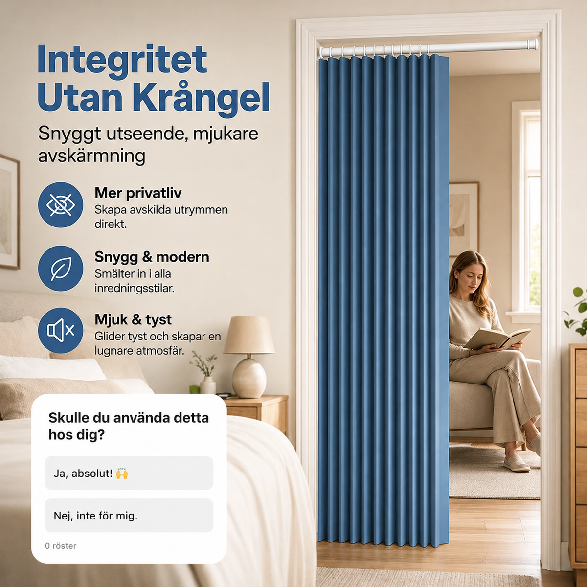Magnetiskt Vikbart Dörrdraperi – 1+1 GRATIS