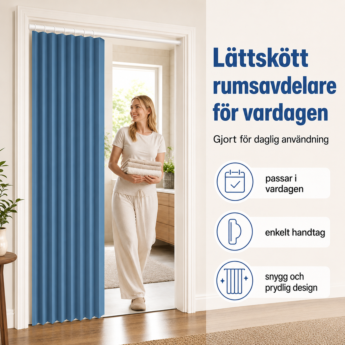 Magnetiskt Vikbart Dörrdraperi – 1+1 GRATIS