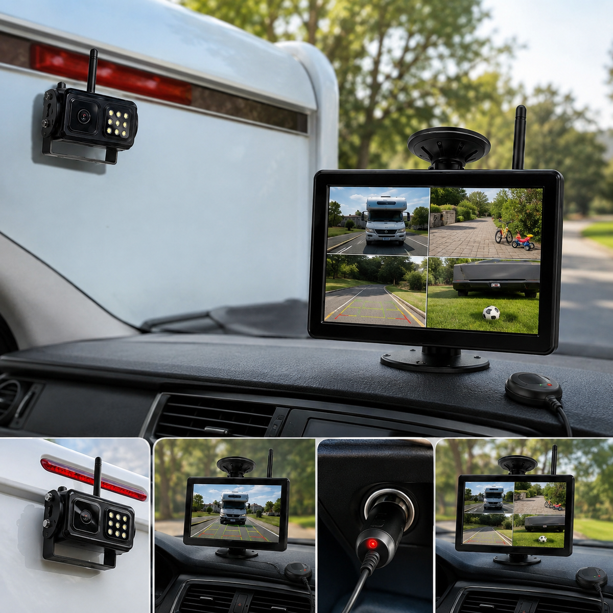 Trådlöst 1080P Multikamerasystem (komplett paket med 4 trådlösa kameror och en central bildskärm) - Över 6500 sålda! Begränsat lager