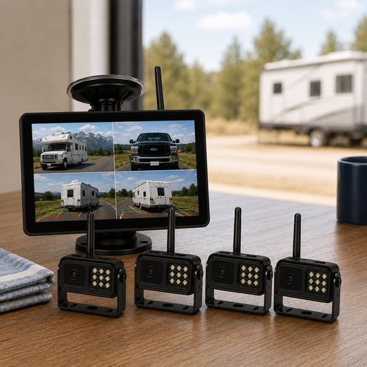 Trådlöst 1080P Multikamerasystem (komplett paket med 4 trådlösa kameror och en central bildskärm) - Över 6500 sålda! Begränsat lager