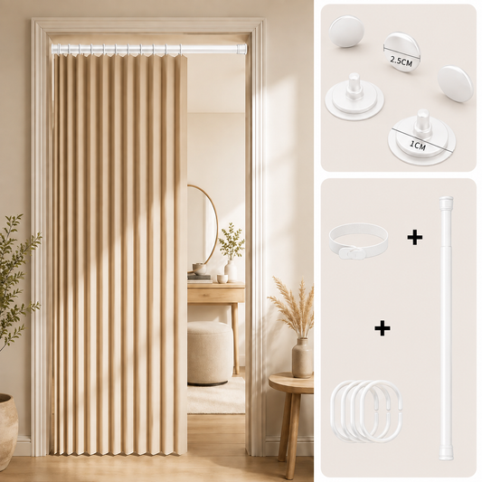 Magnetiskt Vikbart Dörrdraperi – 1+1 GRATIS