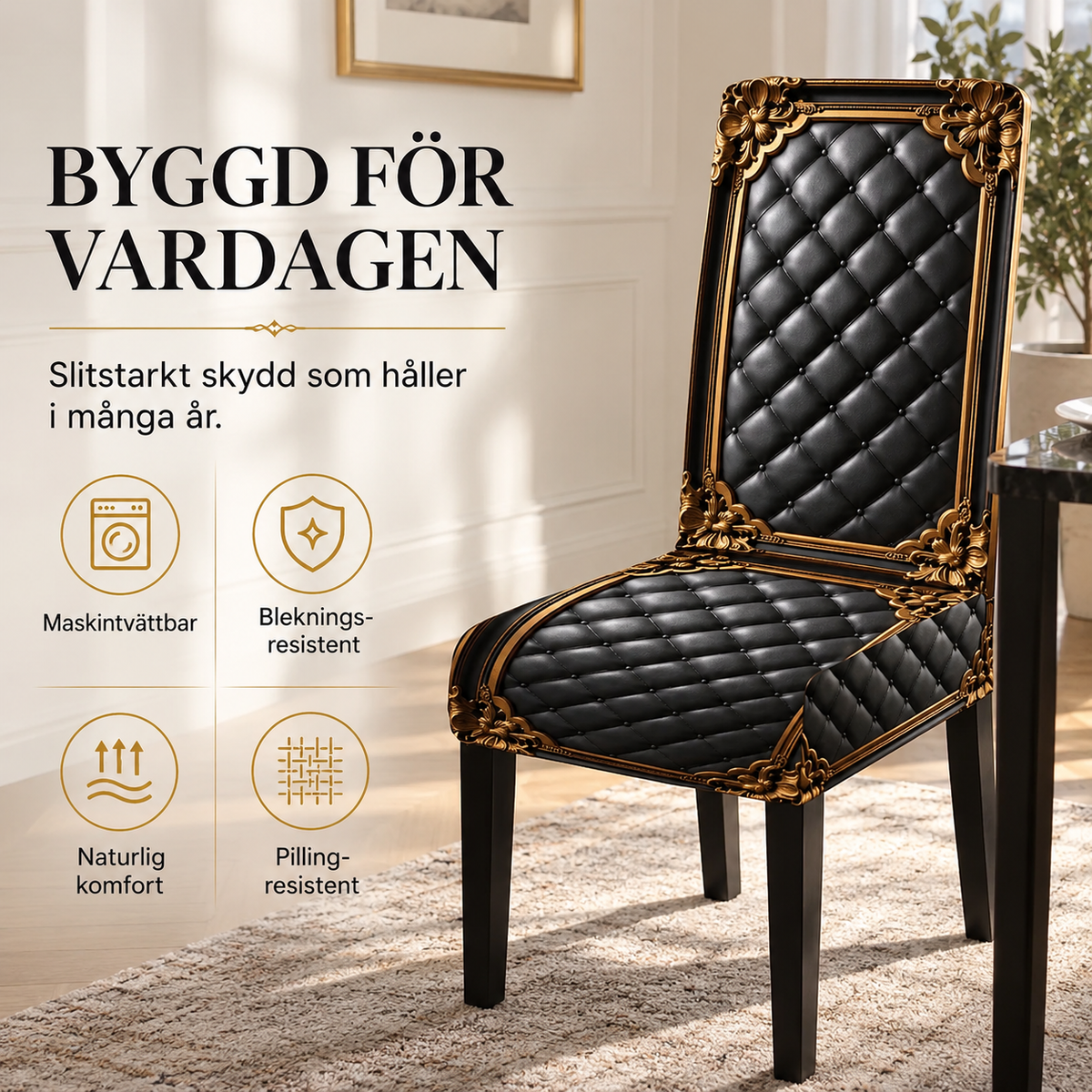 Eleganta Stretch-Stolsöverdrag med Barockmönster – 1+1 GRATIS