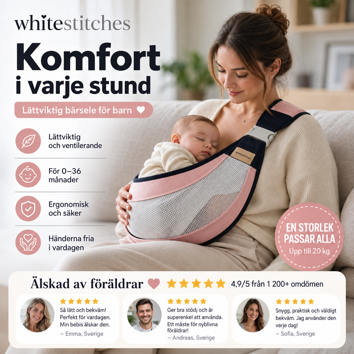 Ergonomisk Babysele 4-i-1 – 1+1 GRATIS