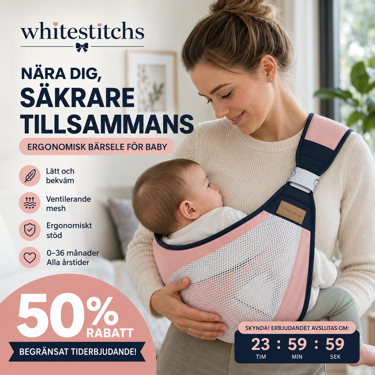 Ergonomisk Babysele 4-i-1 – 1+1 GRATIS