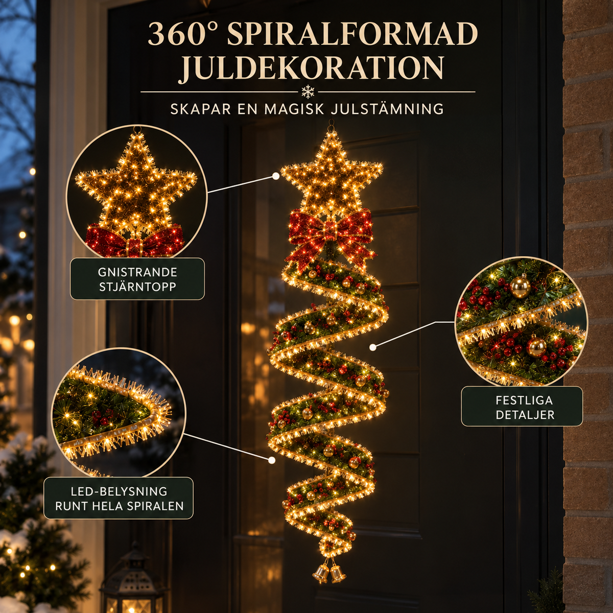 Hängande Spiralbelysning för Jul – 50% RABATT