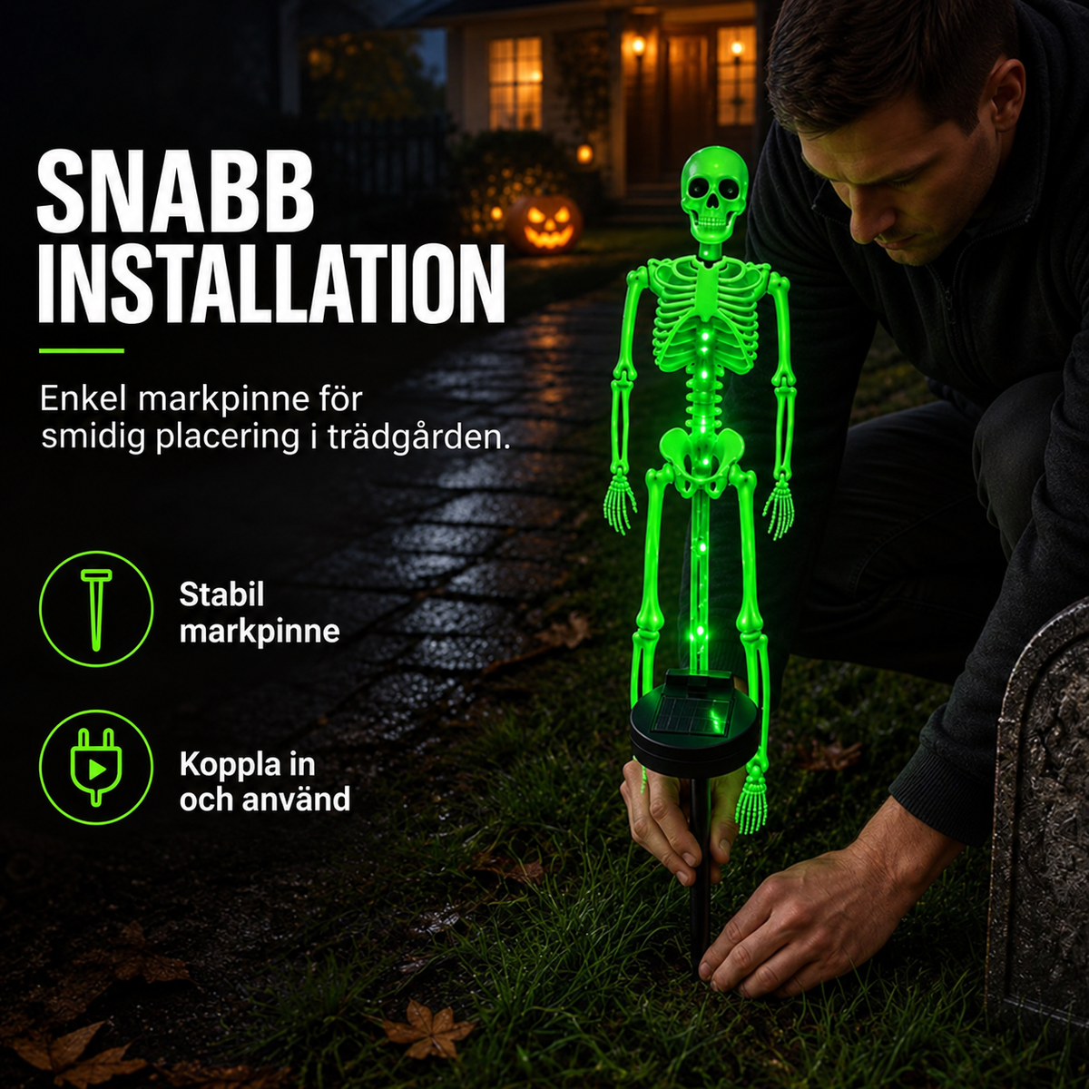 Solcellsdrivna Skelettlampor för Halloween – 1+1 GRATIS