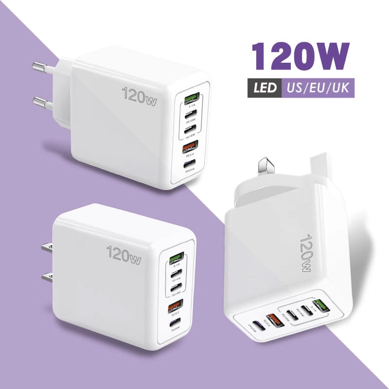 120W 5-Port Snabbladdare