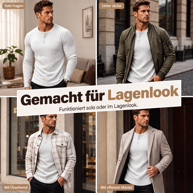 Figurnära Henley-Tröja för Herr - Över 12 000 sålda! Begränsat lager